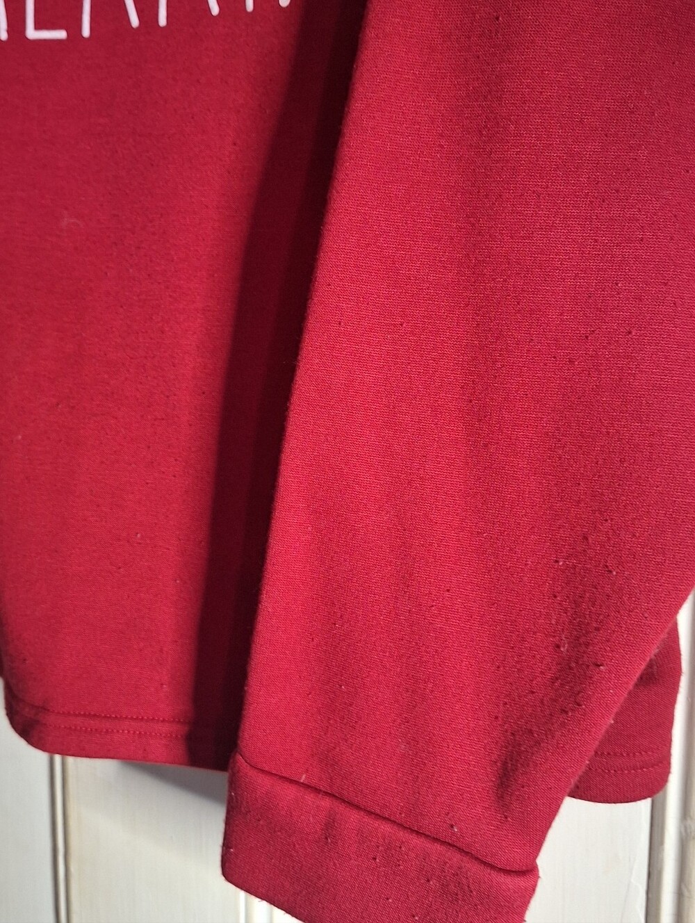 Rae Dunn Red MERRY Graphic Fleece Lined Sweater Wmns XL Long Sleeve Round Neck - Picture 3 of 7